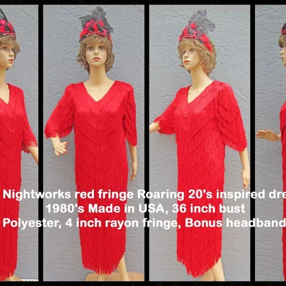open lace back dress Red Fringe Flapper Dress – ModCloth